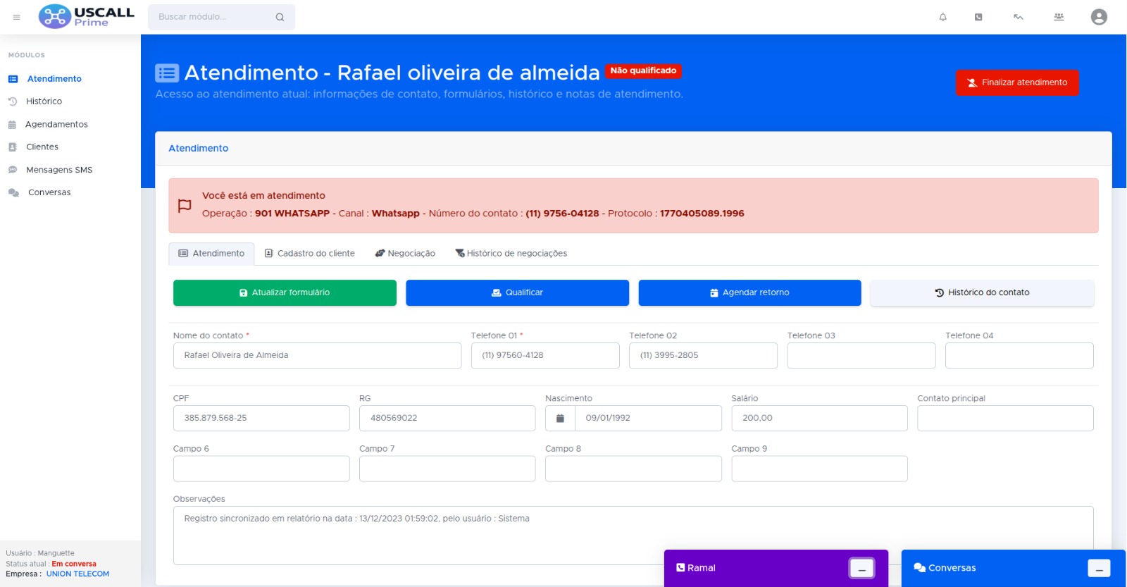Atendimento omnichannel via WhatsApp